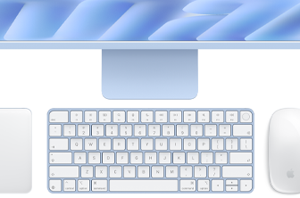 Modrý Magic Keyboard s Touch ID a Magic Mouse