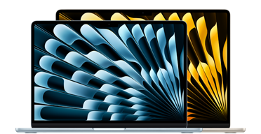 13- and 15-inch MacBook Air laptops, available colours: Sky Blue, Silver, Starlight, Midnight