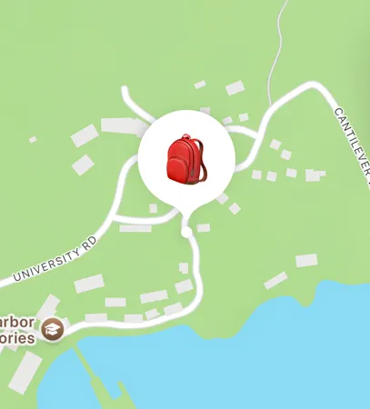 Find My feature in use, showing the location of a backpack
