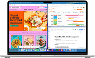 MacBook Air ar vairākām atvērtām aplikācijām
