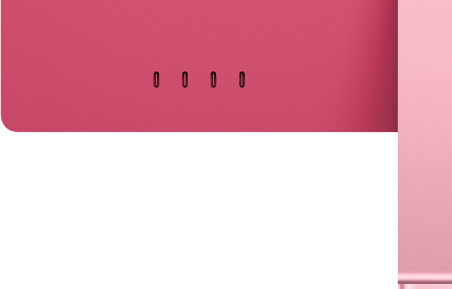 iMac, rear exterior, pink color, four Thunderbolt 4 ports