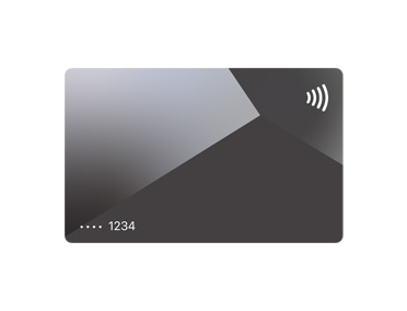 بطاقة Apple Card، الجهة الأمامية، طلاء خارجي من التيتانيوم، شعار Apple في الزاوية العلوية اليسرى