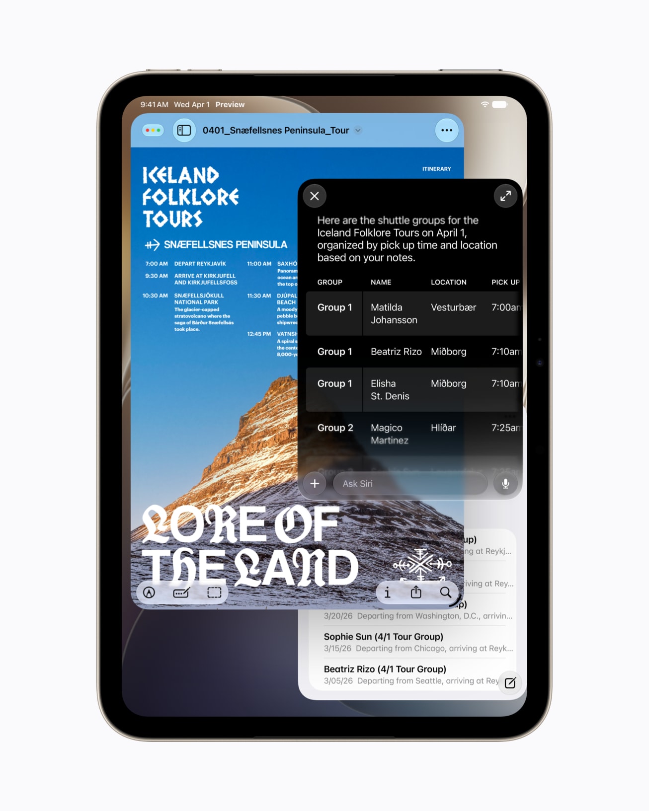 iPad mini mostrando várias janelas abertas ao mesmo tempo.