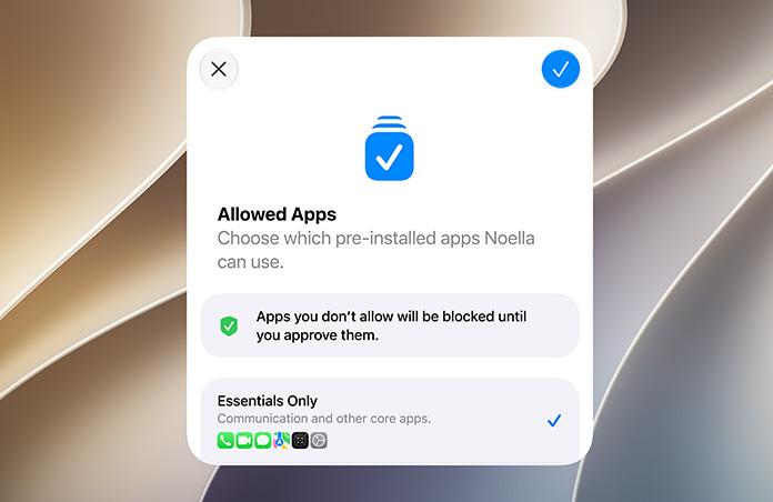Setup Assistant screen displaying a parent or guardian’s ability to review and approve apps for a Child Account.