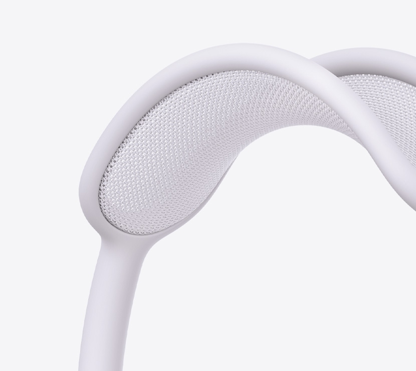 Căști AirPods Max 2, culoare Violet, detaliu al părții superioare cu plasă