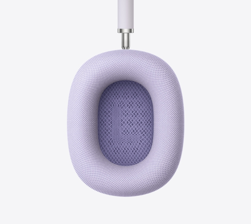 Căști AirPods Max 2, culoare Violet, detaliu cu interiorul pernițelor auriculare
