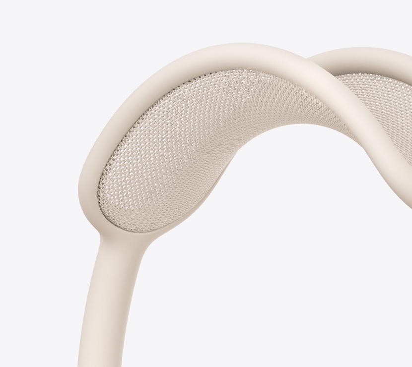Căști AirPods Max 2, culoare Strălucire stelară, detaliu al părții superioare cu plasă