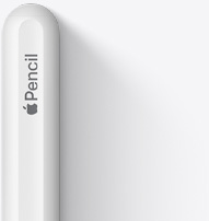 Показана е горната част на Apple Pencil 2‑ро поколение със заоблен връх, логото на Apple и надпис Pencil.