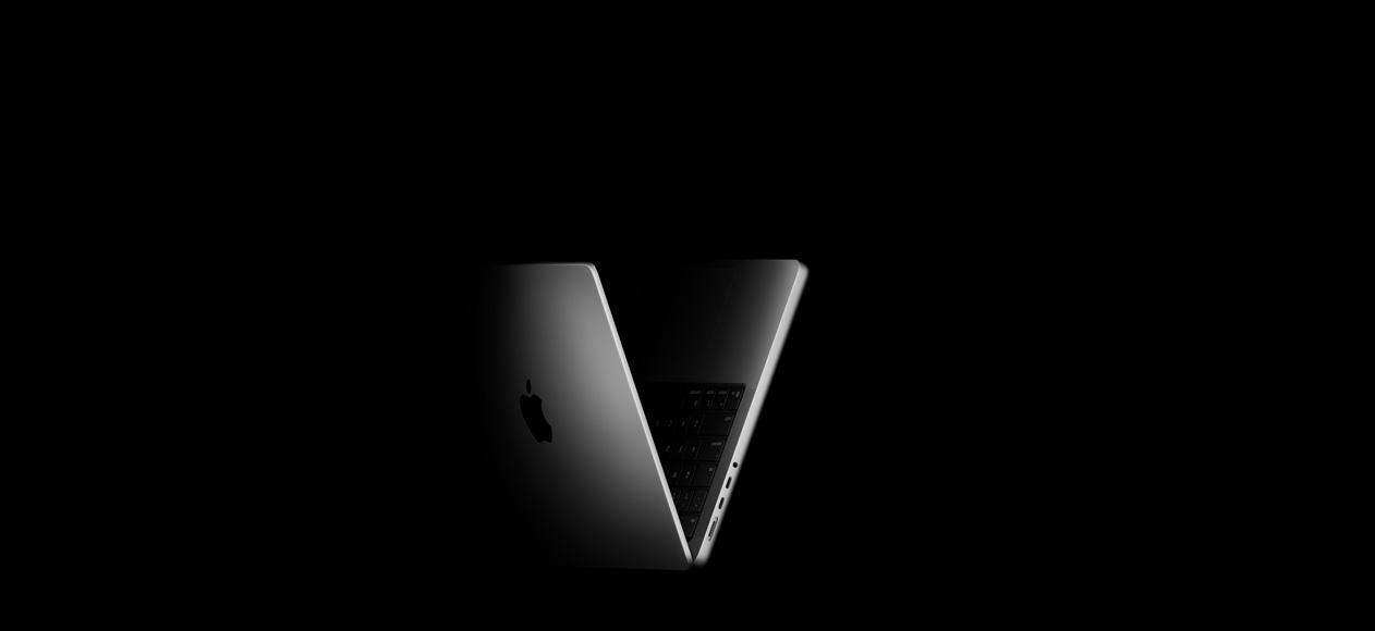 MacBook Pro animatsioon, V-kujulises paigutuses, viide M5 kiipidele