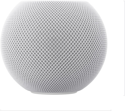 Vooraanzicht van HomePod mini 2, hoogte: 84,3 millimeter, breedte: 97,9 millimeter