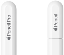 丸みを帯びたペン尻にApple Pencil Proと刻印されているApple Pencil Proと、ペン尻のキャップにApple Pencilと刻印されているApple Pencil（USB-C）