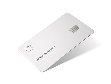 Image of Apple Card with sleek white design and a customer's name