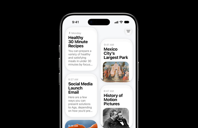 iPhone 18 Pro color borgoña, vista frontal, se muestra la app Siri con el historial de solicitudes: recetas saludables, información sobre un parque en la Ciudad de México, sugerencias para el borrador de un email y un historial de películas.