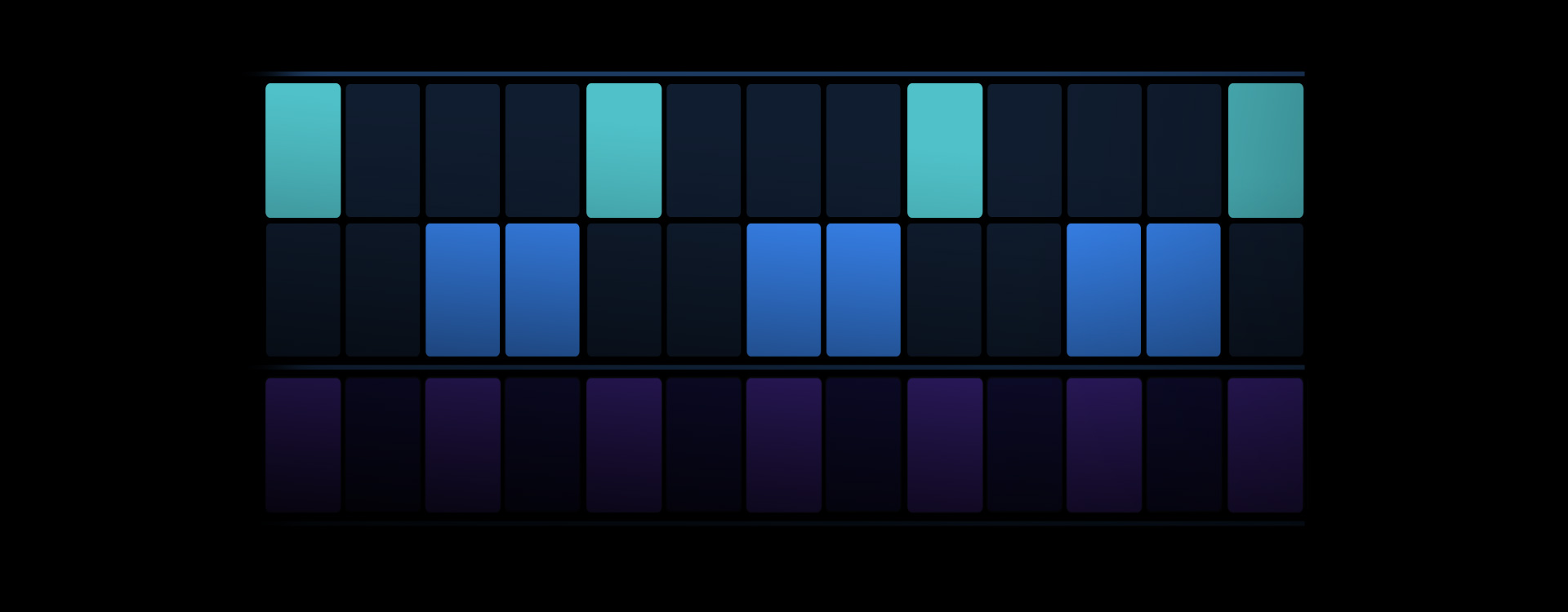 Immagine che mostra gli strumenti per creare beat con blocchi di vari colori che rappresentano diversi strumenti a percussione