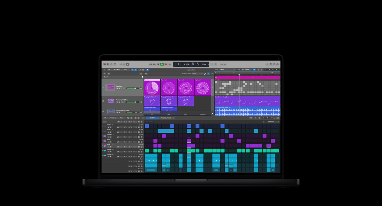 MacBook Pro 16, modulo ChromaVerb per Crunchy Synth, controlli per attack, dimensione, density, decay e altri parametri