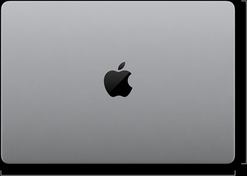 配備 PROLED XDR 顯示器的銀色 MacBook Pro 的俯視圖，呈合上狀態，展示機身尺寸：長度為 21.63 厘米或 8.52 吋，寬度為 31.08 厘米或 12.24 吋