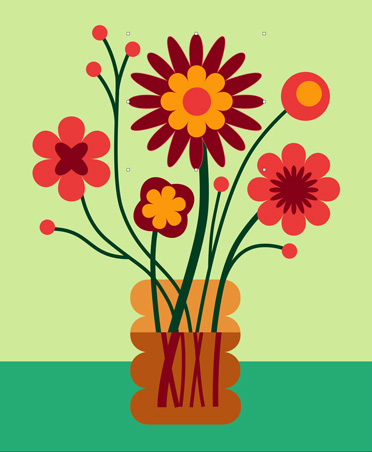 Illustrazione colorata di fiori, strumenti di disegno di Pixelmator Pro